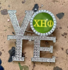I collegamenti incorporavano strass chiaro e bianco perla intarsiata spilla per voto da donna organizzazione vota gioielli spilla - Product Image 2