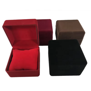 Wholesale Custom Logo <b>Watch</b> Boxes & <b>Cases</b> with Velvet Surface & Inner Lining Velvet , Small Size Red <b>Watch</b> <b>case</b> in Square Shape - Product Image 2
