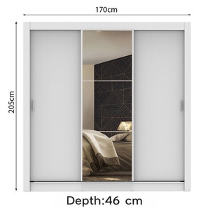 Organizador de armario de muebles de dormitorio Armario <span class=keywords><strong>blanco</strong></span> con espejo Puerta corredera Almacenamiento <span class=keywords><strong>grande</strong></span> - Product Image 4