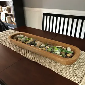 Rustic Handmade Wooden Dough Decor Bowl Trencher Centerpiece Display Tray For Home Decor And Storage Holder V