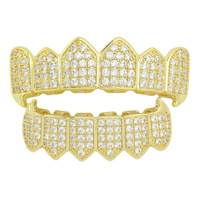 Grillz dentaire arc-en-ciel pour hommes, style Hip Hop Punk Rapper, couleur or, avec zircone cubique (CZ), pour dents supérieures et inférieures, pour fêtes cosplay