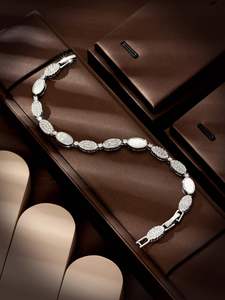 Pulseras de Zirconia cúbica con abalorio de moda para mujer chica CZ forma ovalada nupcial boda fiesta joyería regalos B25 - Product Image 5