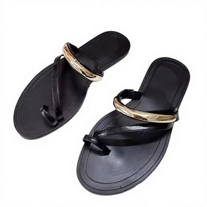 2026 Summer New Casual <b>Flat</b> Bottom Large Fashion Slippers for Women Button Rubber Outsole Metal Decorative Beach <b>Sandals</b> - Product Image 3