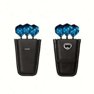 Custom Logo Innovative Rigid EVA Darts Holder Leather Wallets <b>Pouch</b> Dart Steel Tip Case Bag for 1 Set Fully Loaded Black - Product Image 6