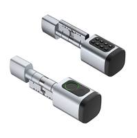 Serrure de cylindre intelligente en alliage d'aluminium, étanche, compatible avec l'application Tuya, avec empreintes digitales, cartes et mot de passe, pour porte en bois