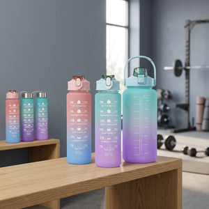 Botella de Agua Deportiva Portátil con Degradado de Color, Juego de 3 Piezas, Motivacional, 3 en 1, 280ML, 900ML, 2000ML, Ecológica, de PC - Product Image 2