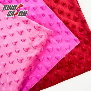 Tissu en minky à pois super doux en cristal, motif en forme de cœur, côté rouge <span class=keywords><strong>Barbie</strong></span> rose, Kingcason, vente en gros, pour couverture de bébé - Product Image 1