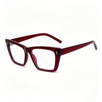 Lunettes anti-lumière bleue rétro carrées œil de chat SM24004 - Monture légère en PC avec verres en résine transparente pour hommes et femmes (6 couleurs)