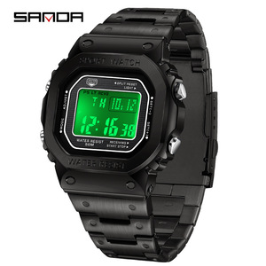 Sanda 2162 <b>Men's</b> Fashion Digital Electronic <b>Watch</b> with Blue Steel Band,50M <b>Waterproof</b> Top Brand Digital Wristwatch - Product Image 4
