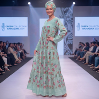 Robe longue maxi en rayonne pour femme, coupe régulière, imprimé floral ethnique africain de luxe, manches longues bouffantes, écologique, été, Surat, Inde