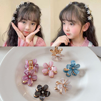 Jepit Rambut Mini Resin Bentuk Bunga Berkilau Cantik, Aksesoris Jepit Rambut Logam Lapis Emas, Jepit Rambut Kecil Awet untuk Anak Perempuan