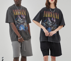<span class=keywords><strong>T</strong></span>-<span class=keywords><strong>shirt</strong></span> Homme Nouvelle Collection Printemps-É<span class=keywords><strong>t</strong></span>é Effet Délavé Rétro Tendance Impression Numérique Directe Manches Courtes Motif Groupe <span class=keywords><strong>Nirvana</strong></span> - Product Image 4