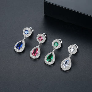LUOTEEMI venta al por mayor de diseño de lujo de agua Zirconia cúbico boda novia <span class=keywords><strong>Sexy</strong></span> pendientes - Product Image 4
