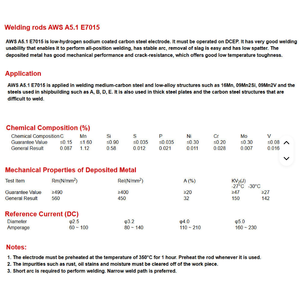 AWS E7015 X'G elektroda las baja karbon DC + bubuk besi hidrogen rendah dilapisi diameter 2.5-5.0mm semua posisi - Product Image 6
