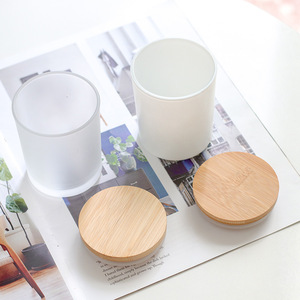<strong>Wholesale</strong> 8Oz 10Oz 12Oz Matte Black White Glass <strong>Candle</strong> <strong>Jar</strong> Empty Frosted White Black <strong>Candle</strong> <strong>Jars</strong> Glass With Wood Lid With Box - Product Image 5