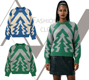 <span class=keywords><strong>Pull</strong></span> décontracté pour <span class=keywords><strong>femme</strong></span> en tricot jacquard duveteux à motif arbre <span class=keywords><strong>de</strong></span> Noël, col rond, épaules tombantes, coupe oversize, idéal pour les fêtes <span class=keywords><strong>de</strong></span> Noël - Product Image 2