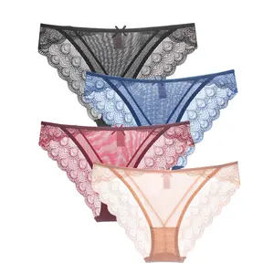 Custom OEM Dropshipping S-2XL Ladies Sexy Satin Silk Panty Women Sexy briefs Seamless Lace women's panties woman underwear