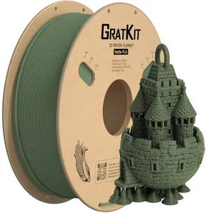 Gratkti 3d Nouveau Filament Pla Mat Vert Olive 1.75mm 1Kg Pour Imprimantes Fdm