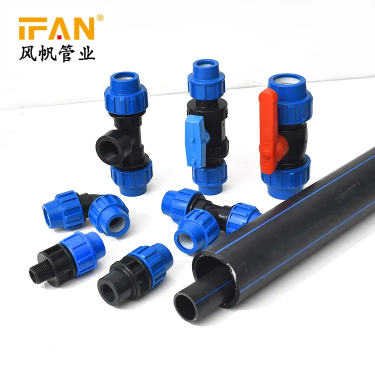 IFAN, оптовая продажа, темно-синий Компрессионный фитинг HDPE, фитинги для труб, быстрое соединение, PE фитинг для орошения