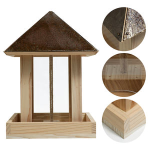 Mangeoire à oiseaux suspendue en bois massif, anti-écureuil, pour l'extérieur, boîte à nourriture, accessoires pour <span class=keywords><strong>cage</strong></span> à oiseaux en bois - Product Image 1