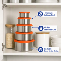 Boîte à lunch portable en acier inoxydable avec couvercles en silicone pour enfants, étudiants, employés de bureau, cuisine à domicile, conteneur alimentaire