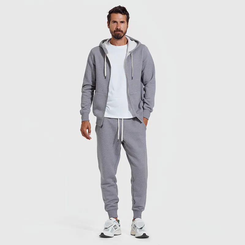 Custom Herren Zipper Top Hoodie und Fleece Jogger Trainings anzug Trainings anzug aus Fleece und französischem Terry Stoff mit Private Label & Tags