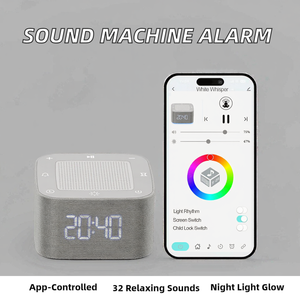 Household Sound <b>Machine</b> Alarm <b>Clock</b> 32 Soothing Sounds Smart App Control Battery Powered Night Light Adjustable Brightness - Product Image 2