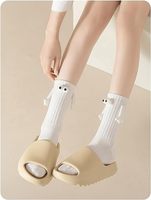 Chaussettes unisexes mi-tube 100% coton longueur d'équipage main dans la main conception magnétique pour couple amis ou soeurs en stock