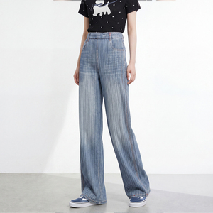 Women's High Quality Miyake Eco-Friendly Pleated Wide Leg Pants <b>Jeans</b> Loose High <b>Waist</b> <b>Elastic</b> Comfortable Painted Casual Pants - Product Image 2