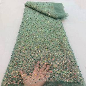 2021 Fashionable Handmade Beaded Embroidered Sequin <strong>Fabric</strong> <strong>Soft</strong> <strong>Lace</strong> <strong>Fabric</strong> Multi-color Optional - Product Image 2