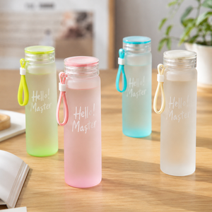 Vaso de Vidrio Personalizado al por Mayor con Logotipo, Diseño Clásico, Colorido, Esmerilado, Cambia de Color, con Tapa y Pajita, Apto para Lavavajillas y Microondas - Product Image 6