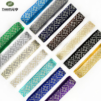 Ruban en jacquard ethnique en polyester de 4 cm, ruban brodé, dentelle colorée, garniture tendance, motif personnalisé pour vêtements DIY
