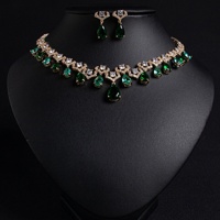 Parure de bijoux de luxe européenne et américaine pour mariage, collier et boucles d'oreilles en zircon émeraude goutte d'eau, pour demoiselles d'honneur, cadeau souvenir pour femme