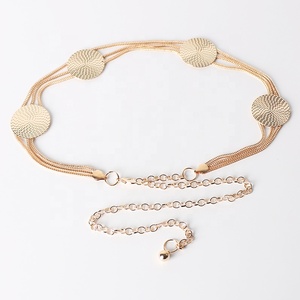 Cinturón Metálico Redondo Dorado Ajustable para Damas, Estilo Europeo y Estadounidense, con Gancho y Cadena de Alta Calidad - Product Image 2