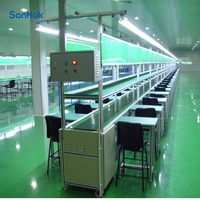 Semi-otomatis telepon pintar Sanhok jalur perakitan sabuk konveyor dengan meja kerja 220V/380V