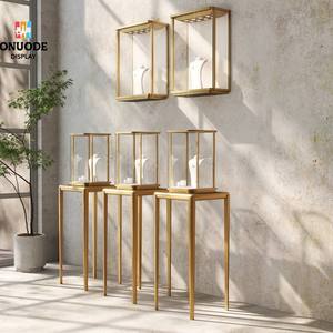 Luxury Custom Gold and <b>White</b> Jewelry Store Furniture LED Light Display Cabinets for Retail Stores - Product Image 2