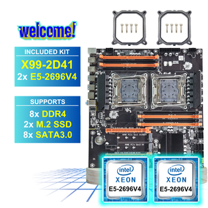 PANDL NEW X99-2D41 E-ATX 8X DDR4 ECC RAM Mainboard Set Dual Xeon 2696 V4 X99 <b>Motherboard</b> <b>Cpu</b> Kit Dual Xeon E5-2699 V4 High - Product Image 1