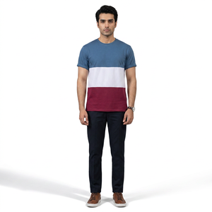 T-shirt décontracté basique pour homme, mode été, 100% coton, coupe ajustée, col rond, manches courtes, anti-froissement, fitness musculaire, t-shirts pour homme - Product Image 1