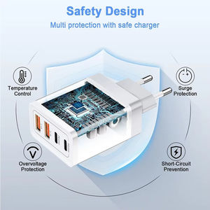 20w 40w 4-פורט קובייה מטען מהיר 2.4a 3.1a מטען קיר USB אולטרה דק 2 usb 2 usb סוג-c תקע eu/usb - Product Image 4