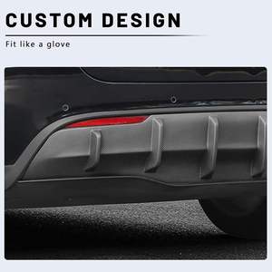 Glossy Carbon Fiber PP Material Rear Diffuser for Tesla <b>Model</b> Y Woven Bumper Molding Protector Lip with Drilled Shoes Bag Use - Product Image 3