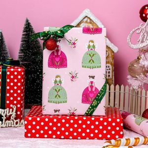 Pink Christmas Wrapping Paper Roll 17in x 33ft Double Sided Eco Friendly Gift Wrap For Baby Shower Birthday Craft - Product Image 6