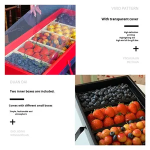 IMEE Scatola Regalo Rettangolare di Alta Gamma per Frutta, Fragole, Ciliegie, Mango, Confezione Dolce con Manico in Rosso e Nero - Product Image 5