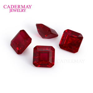 Cadermay Synthetic Ruby Asscher Cut Loose Stone Red Gemstone For Jewelry Making - Product Image 5