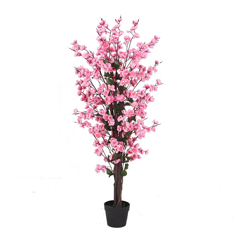 Venta al por mayor de flor de durazno artificial Árbol de la flor para la decoración de la casa de alta calidad cubierta artificial Árbol de la flor cereza