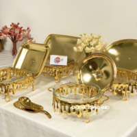 Plat Chafing de Luxe et de Conception Élégante avec Supports, Équipement de Traiteur pour Mariage, Fête, Hôtel, Chauffe-Plat en Verre pour Buffet