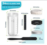 Syh198 24 oz Levain Starter Jar Verre Kit Levain Jar avec Bande D'alimentation Marquée Thermomètre Grattoir Cousu Tissu Couverture