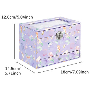 Boîte à musique sirène personnalisée avec cadre photo - Boîte à bijoux pour enfants avec tiroir pour affichage de photos - Cadeau d'anniversaire pour filles - Product Image 3