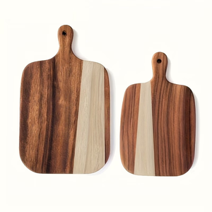 Planche à découper en bois avec poignée, grande planche à découper en bois portable pour cuisiner des aliments et des steaks, utilisée pour la préparation et le service en cuisine - Product Image 1