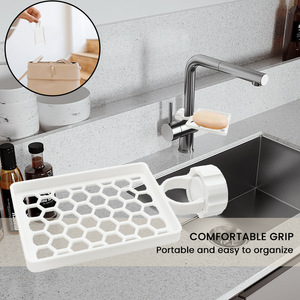 Soporte portátil de plástico para grifo, organizador de paños de cocina extraíble, estante de drenaje para fregadero, utensilios de cocina - Product Image 5