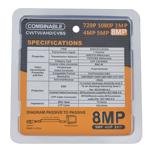 Cantell 1080P <span class=keywords><strong>HD</strong></span> TVI CVI AHD <span class=keywords><strong>BNC</strong></span> 8MP <span class=keywords><strong>BNC</strong></span> Vidéo Balun Connecteur Borne à vis - Product Image 4